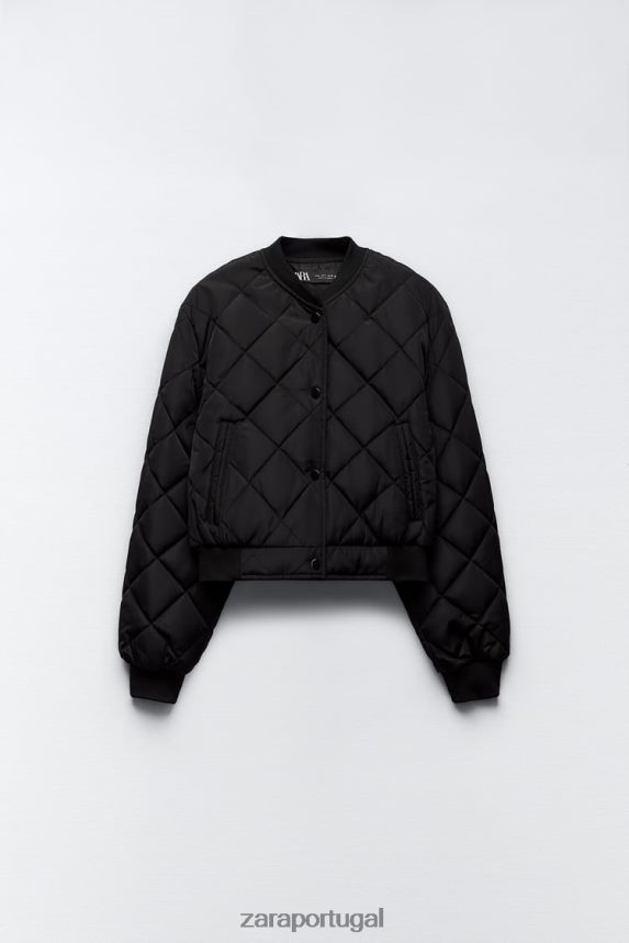 jaqueta bomber cropped acolchoada mulheres Zara preto Z2080L46 roupas