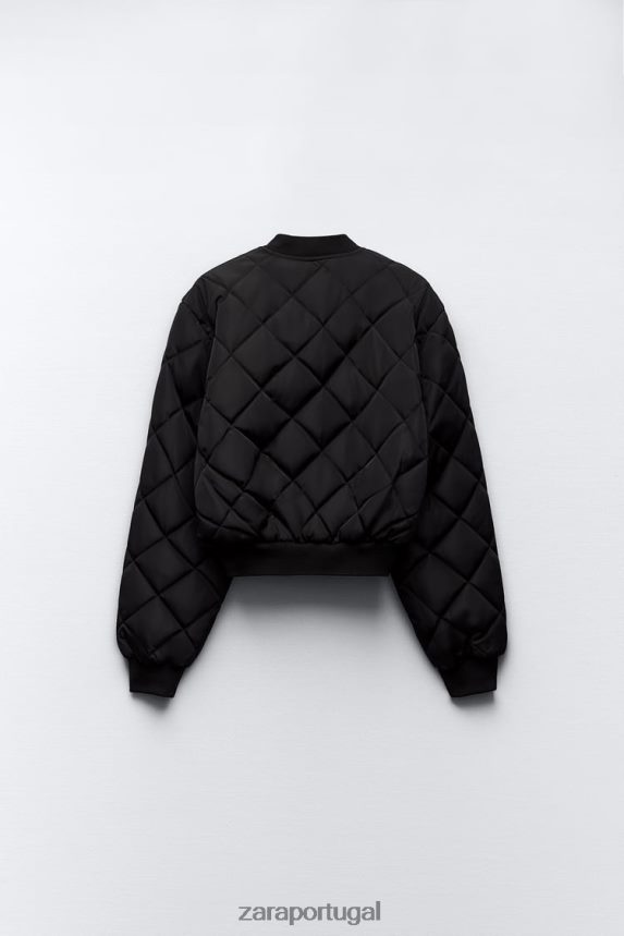 jaqueta bomber cropped acolchoada mulheres Zara preto Z2080L46 roupas