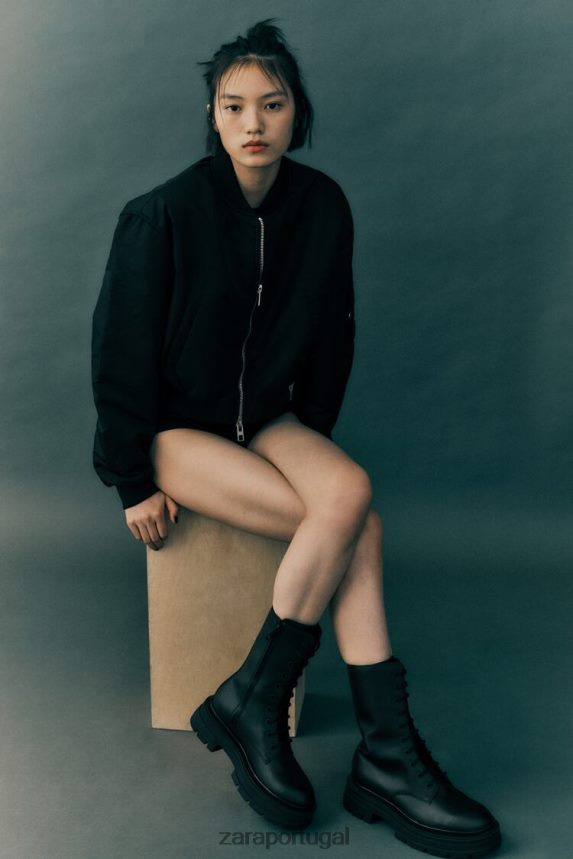 jaqueta bomber de nylon mulheres Zara preto Z2080L15 roupas