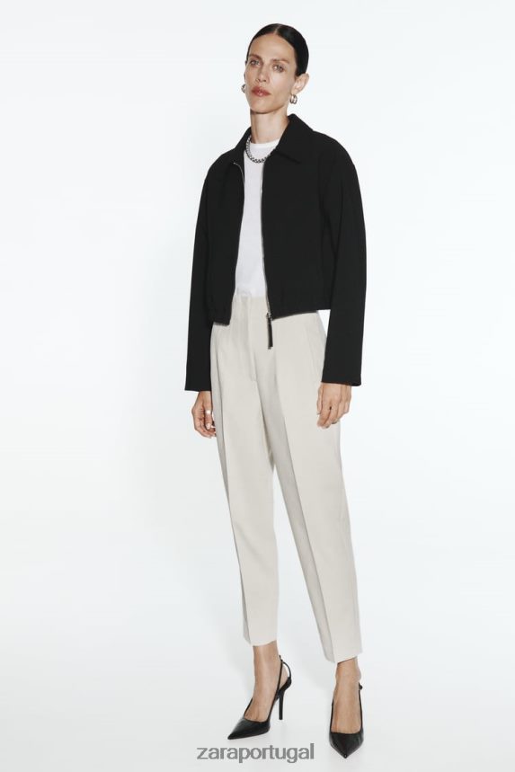 jaqueta bomber estilo camisa mulheres Zara preto Z2080L44 roupas