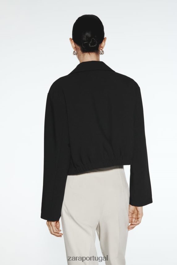 jaqueta bomber estilo camisa mulheres Zara preto Z2080L44 roupas