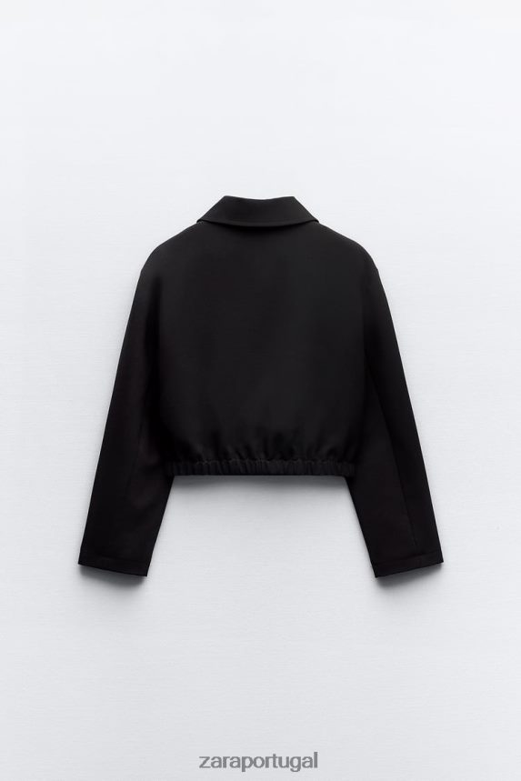 jaqueta bomber estilo camisa mulheres Zara preto Z2080L44 roupas