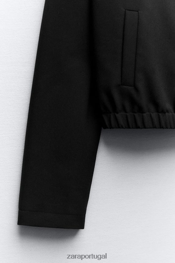 jaqueta bomber estilo camisa mulheres Zara preto Z2080L44 roupas
