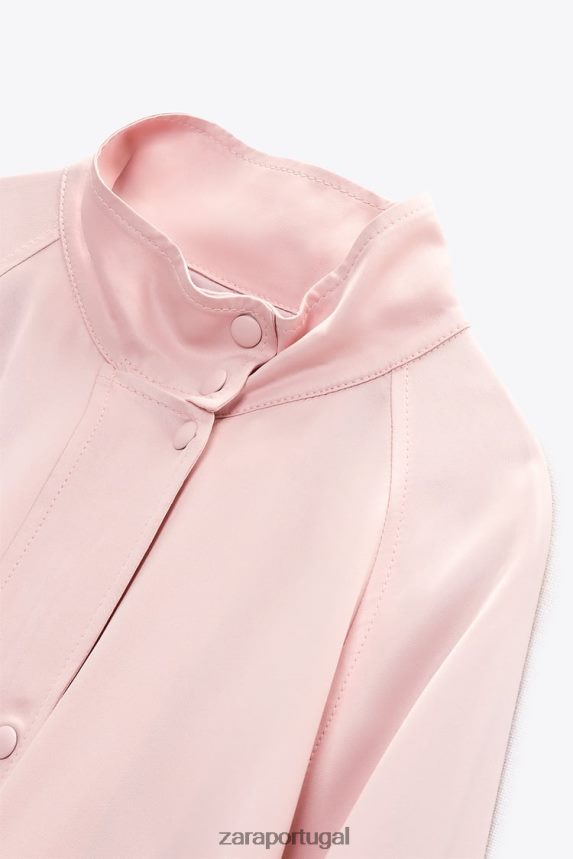 jaqueta bomber fluida com bolsos mulheres Zara Rosa pálido Z2080L97 roupas