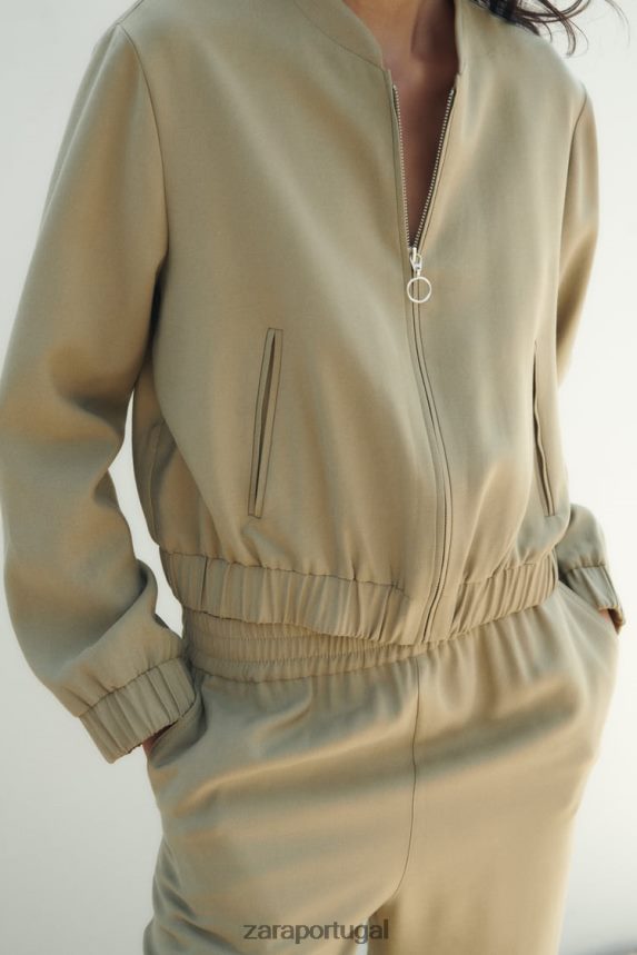 jaqueta bomber fluida mulheres Zara cáqui Z2080L106 roupas