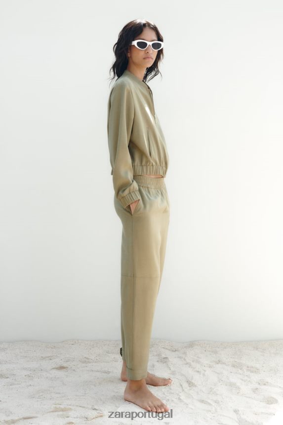 jaqueta bomber fluida mulheres Zara cáqui Z2080L106 roupas