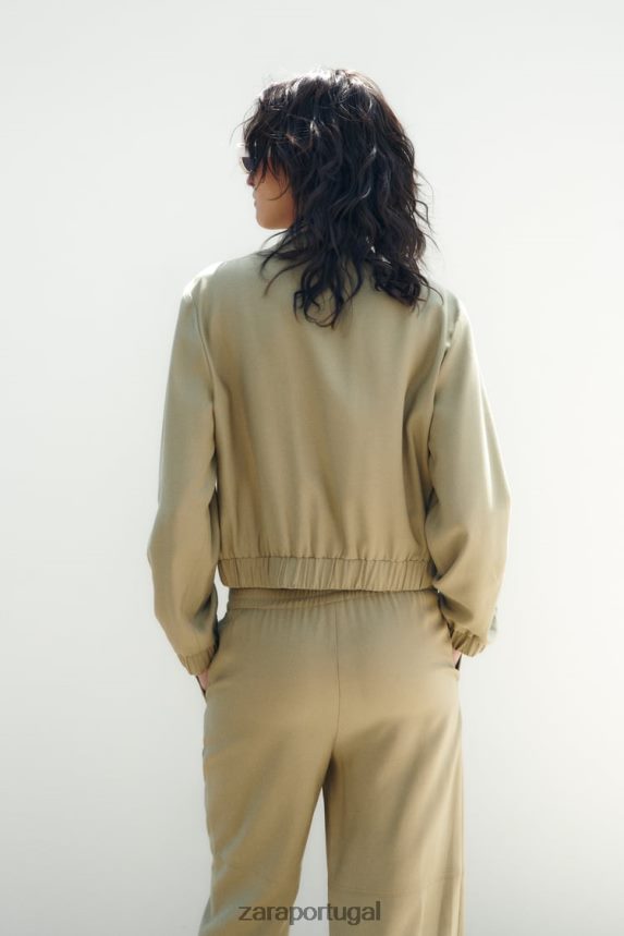 jaqueta bomber fluida mulheres Zara cáqui Z2080L106 roupas