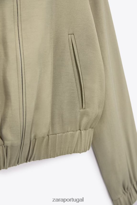 jaqueta bomber fluida mulheres Zara cáqui Z2080L106 roupas