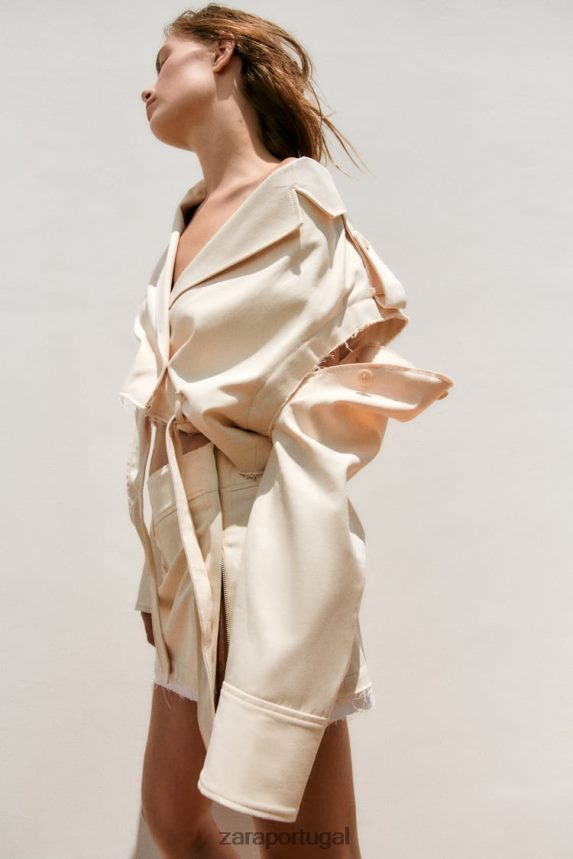 jaqueta conversível mulheres Zara bege claro Z2080L111 roupas