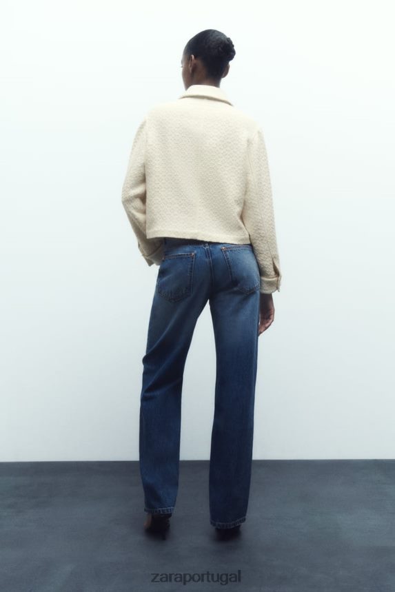 jaqueta cropped com botão de joia mulheres Zara cru Z2080L80 roupas