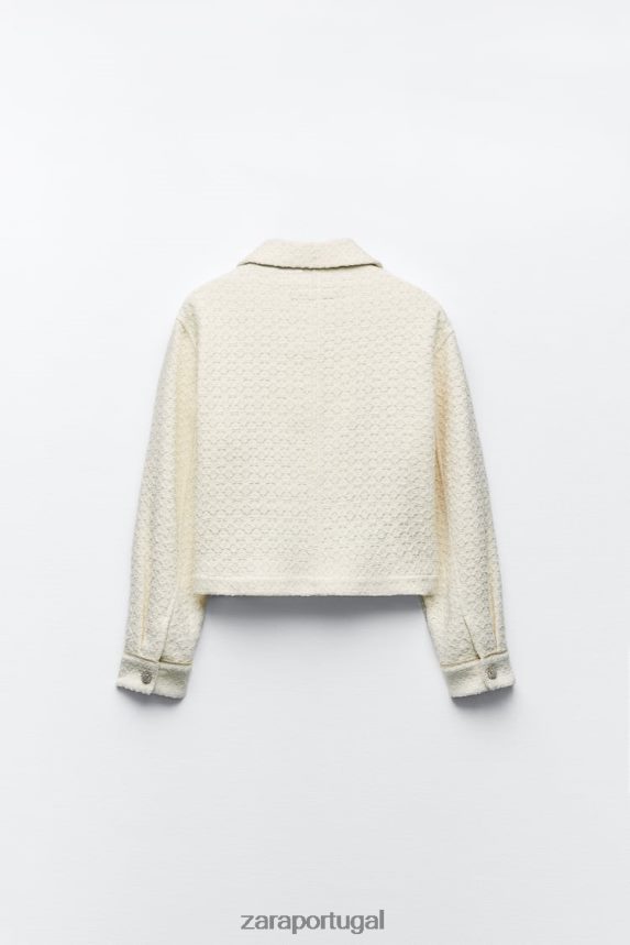 jaqueta cropped com botão de joia mulheres Zara cru Z2080L80 roupas