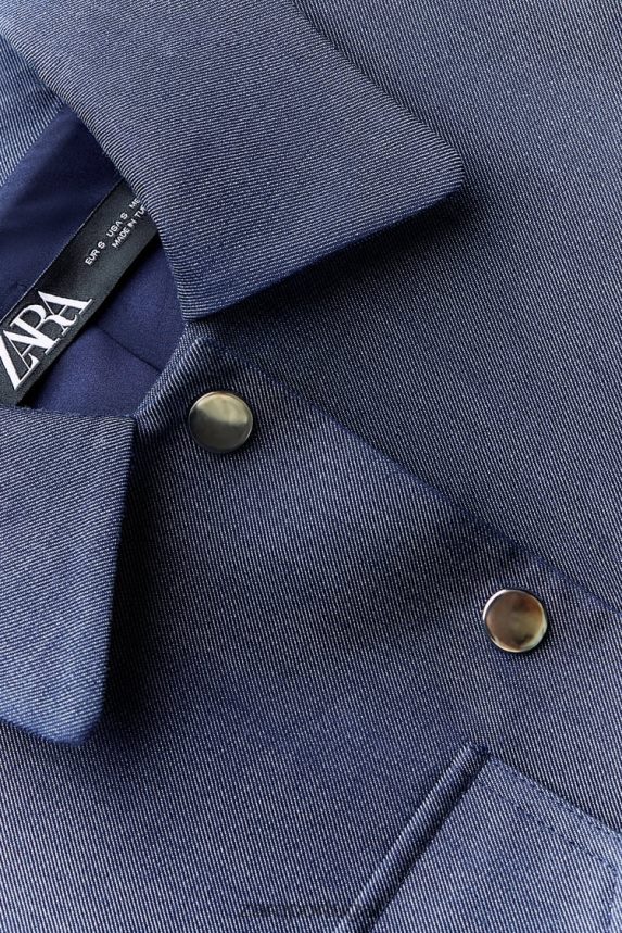 jaqueta cropped com ombreira mulheres Zara índigo Z2080L7 roupas