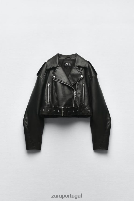 jaqueta de couro falso mulheres Zara preto Z2080L48 roupas