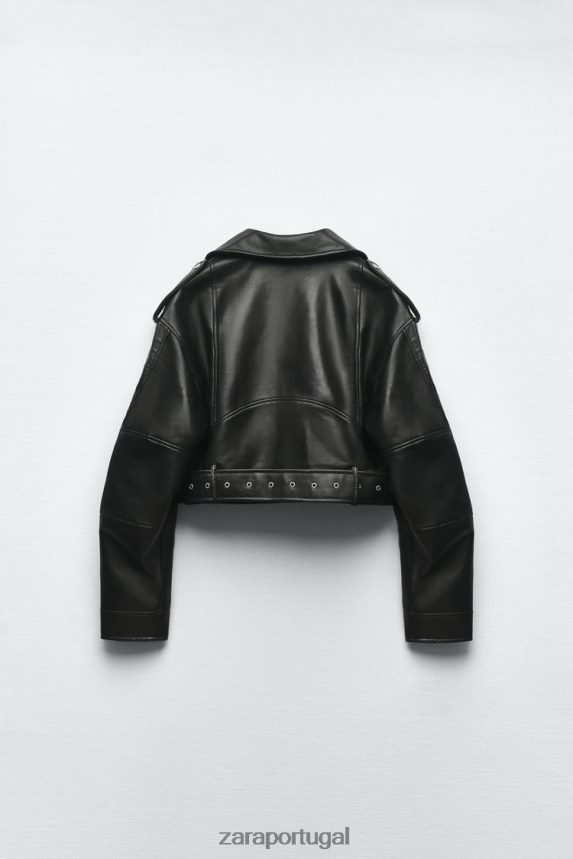 jaqueta de couro falso mulheres Zara preto Z2080L48 roupas