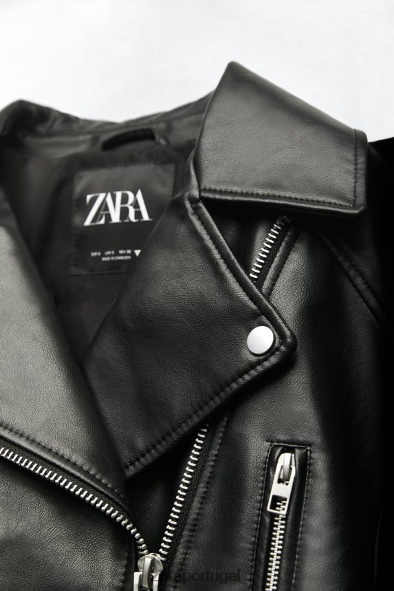 jaqueta de couro falso mulheres Zara preto Z2080L48 roupas