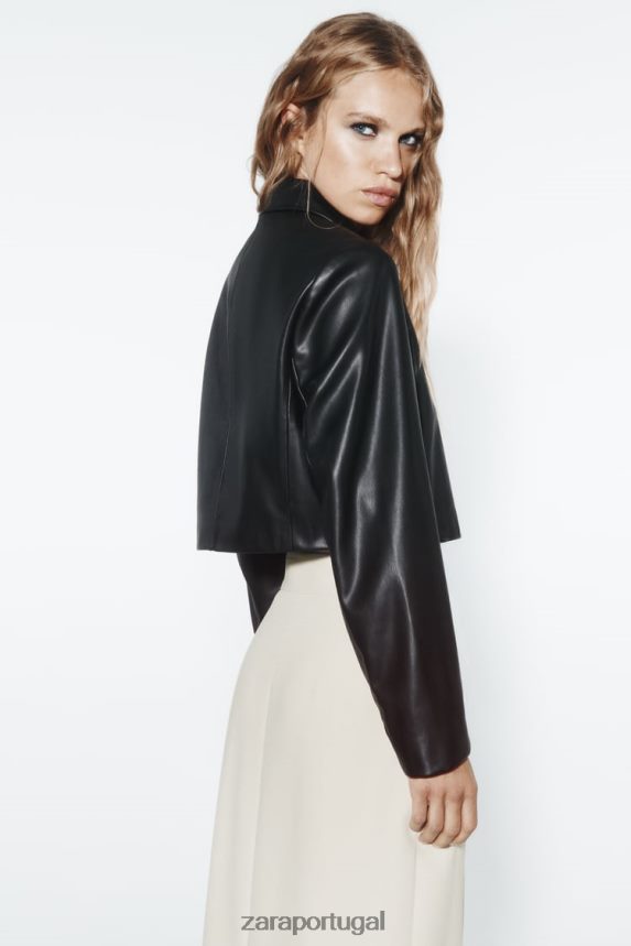 jaqueta de couro sintético mulheres Zara preto Z2080L47 roupas