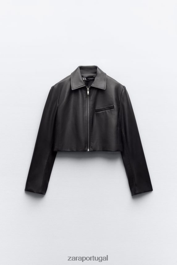 jaqueta de couro sintético mulheres Zara preto Z2080L47 roupas