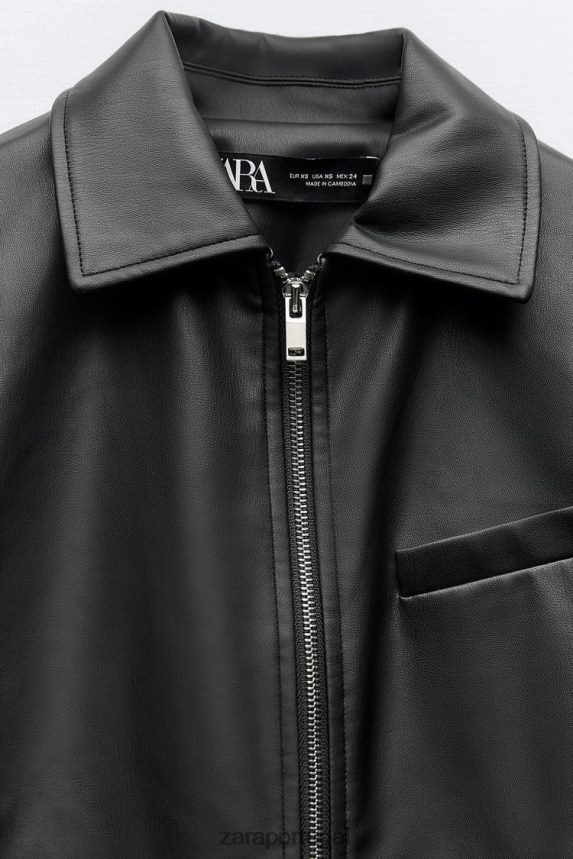 jaqueta de couro sintético mulheres Zara preto Z2080L47 roupas