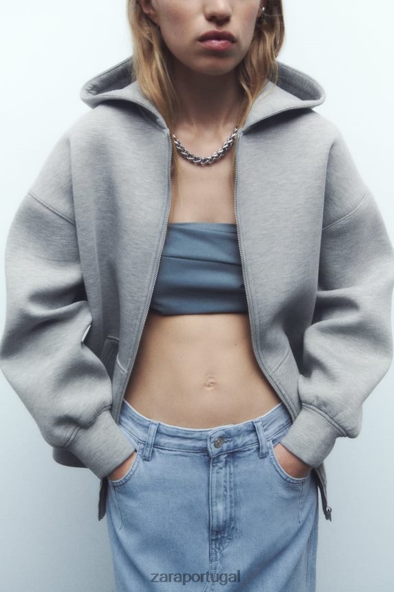 jaqueta efeito neoprene mulheres Zara cinza Z2080L23 roupas