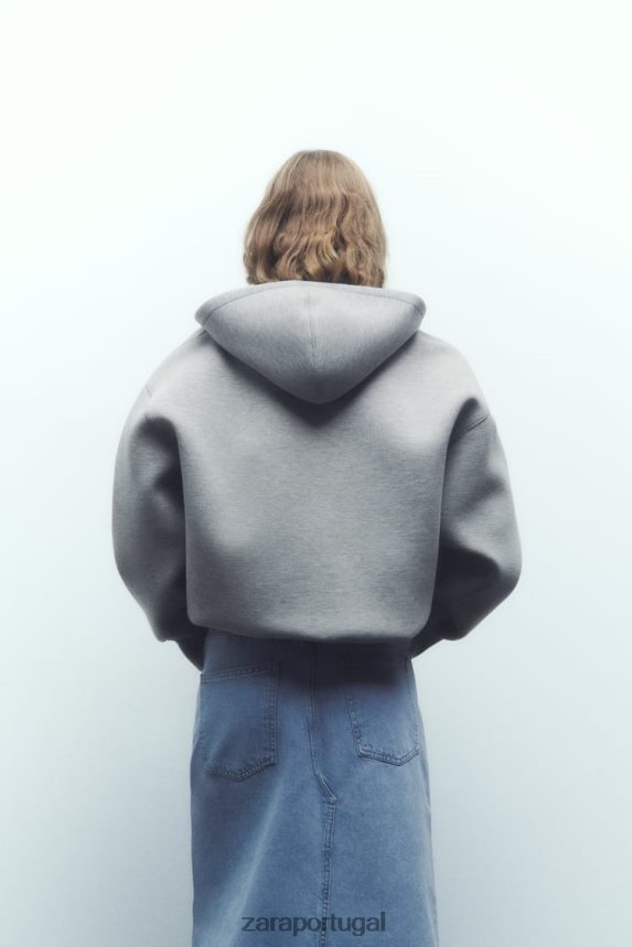 jaqueta efeito neoprene mulheres Zara cinza Z2080L23 roupas