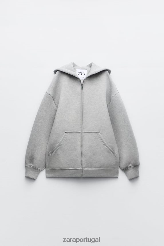 jaqueta efeito neoprene mulheres Zara cinza Z2080L23 roupas