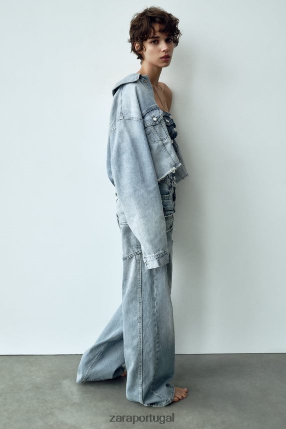 jaqueta jeans cropped trf mulheres Zara azul Z2080L70 roupas