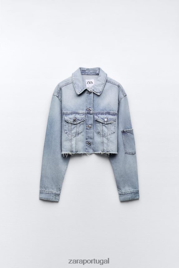 jaqueta jeans cropped trf mulheres Zara azul Z2080L70 roupas