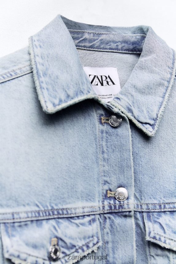 jaqueta jeans cropped trf mulheres Zara azul Z2080L70 roupas