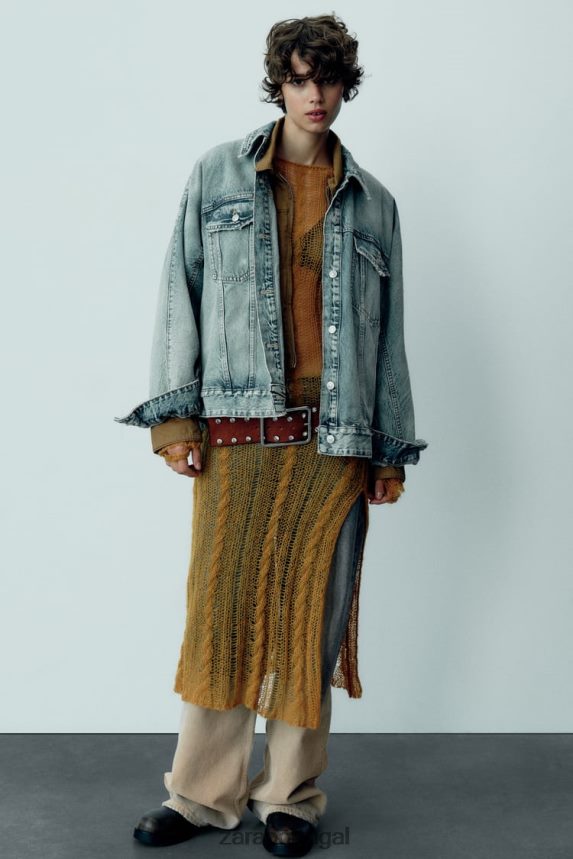 jaqueta jeans oversized trf mulheres Zara azul claro Z2080L91 roupas