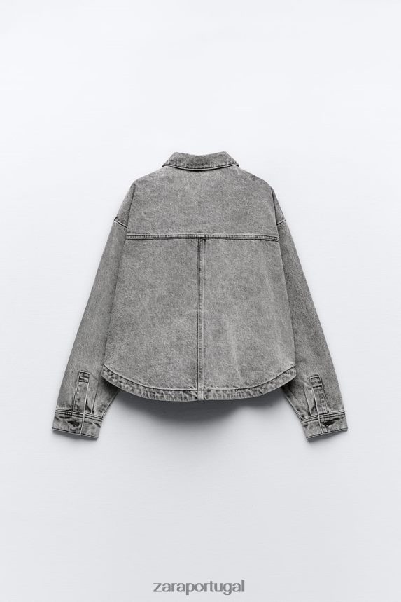 jaqueta jeans z1975 com bolsos mulheres Zara cinza Z2080L73 roupas