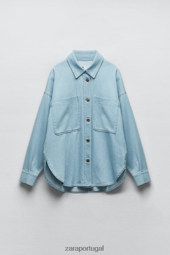 jaqueta jeans z1975 mulheres Zara meio azul Z2080L129 roupas