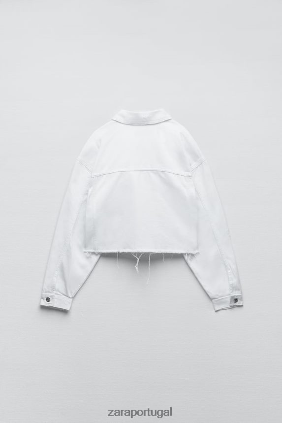 jaqueta jeans z1975 rasgada mulheres Zara branco Z2080L103 roupas
