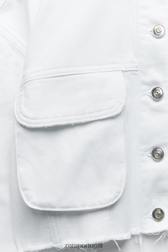 jaqueta jeans z1975 rasgada mulheres Zara branco Z2080L103 roupas