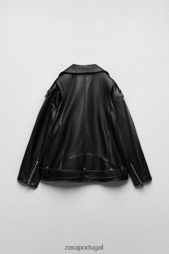 jaqueta oversized de couro sintético mulheres Zara preto Z2080L32 roupas