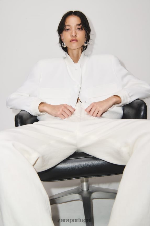 maxi bombardeiro de bolso mulheres Zara cru Z2080L127 roupas