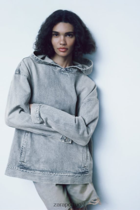 moletom jeans trf mulheres Zara azul Z2080L45 roupas