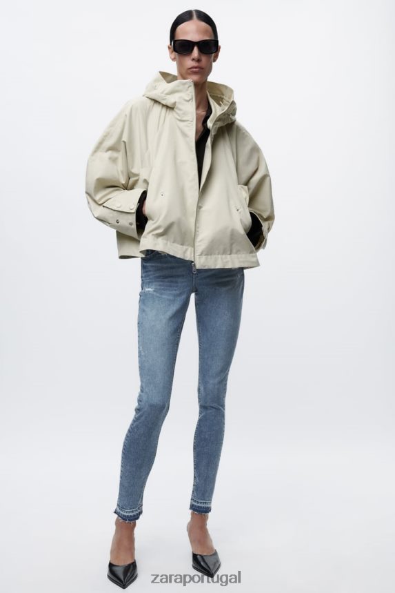 parka curta com capuz mulheres Zara cru Z2080L5 roupas