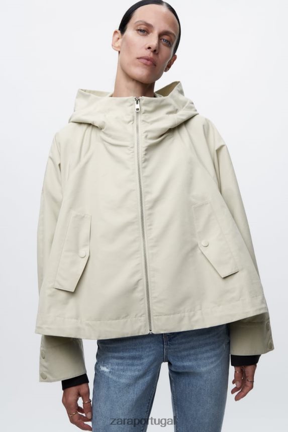 parka curta com capuz mulheres Zara cru Z2080L5 roupas