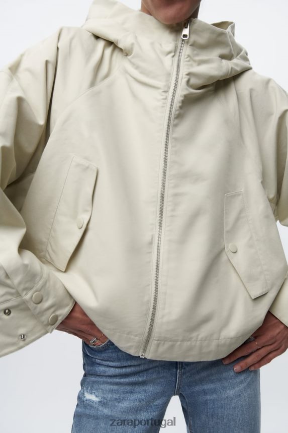 parka curta com capuz mulheres Zara cru Z2080L5 roupas