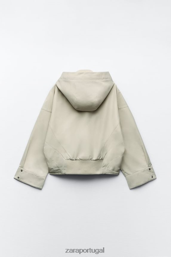parka curta com capuz mulheres Zara cru Z2080L5 roupas