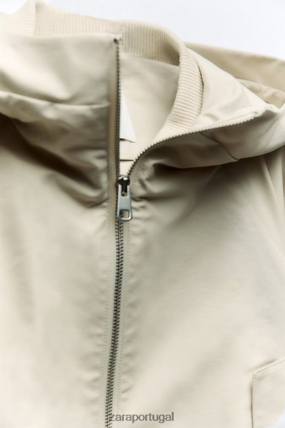 parka curta com capuz mulheres Zara cru Z2080L5 roupas