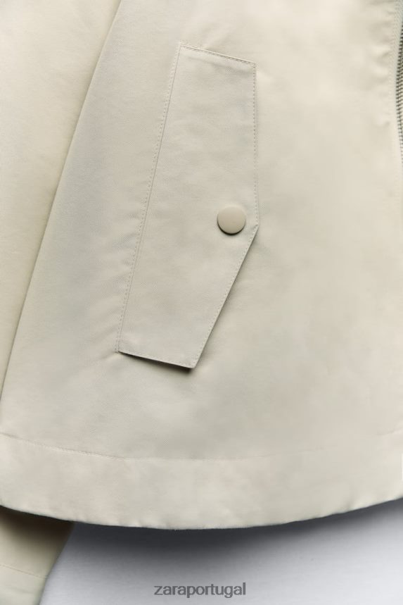 parka curta com capuz mulheres Zara cru Z2080L5 roupas