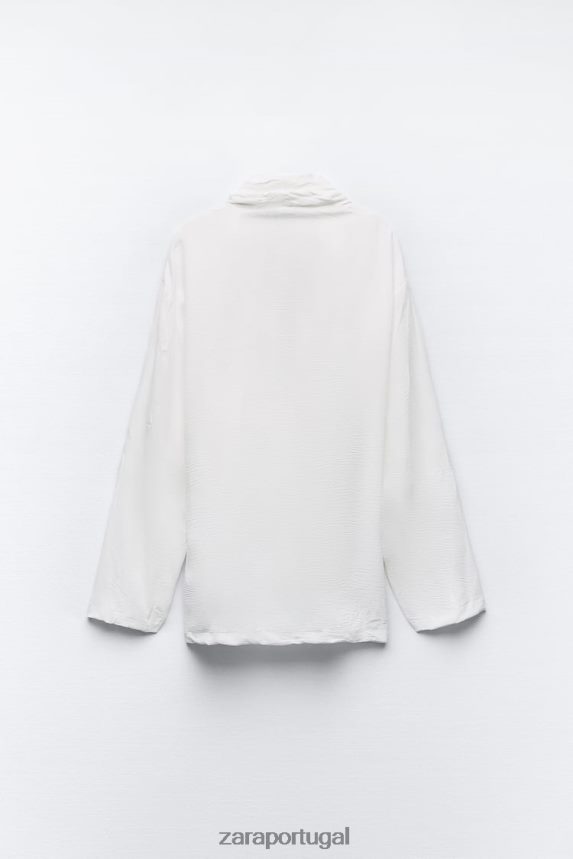 quimono amarrado e enrugado mulheres Zara branco Z2080L85 roupas