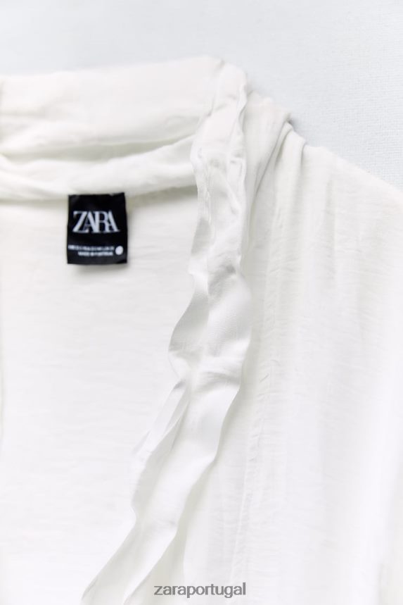 quimono amarrado e enrugado mulheres Zara branco Z2080L85 roupas