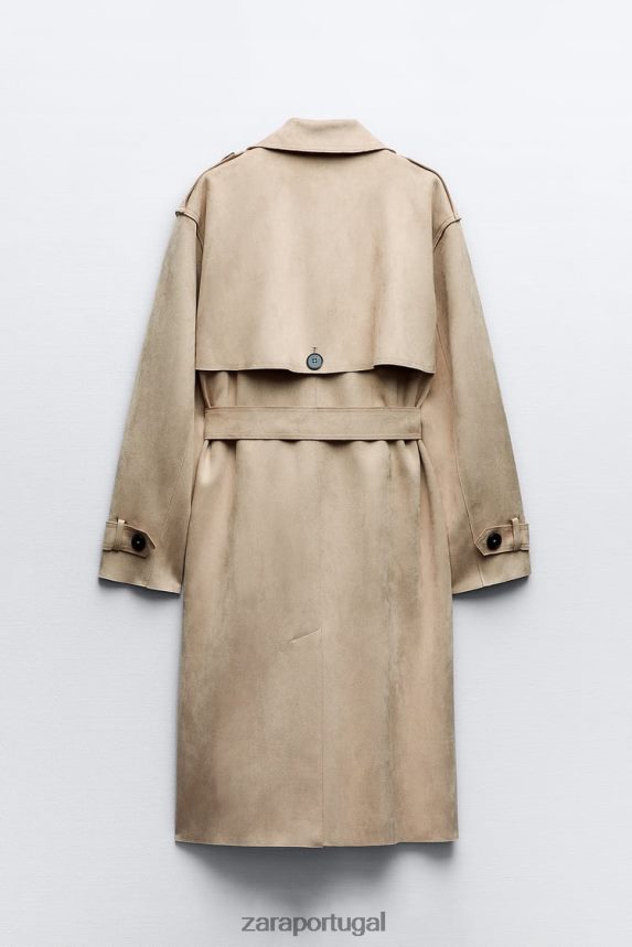 sobretudo de camurça sintética mulheres Zara marrom acinzentado Z2080L83 roupas