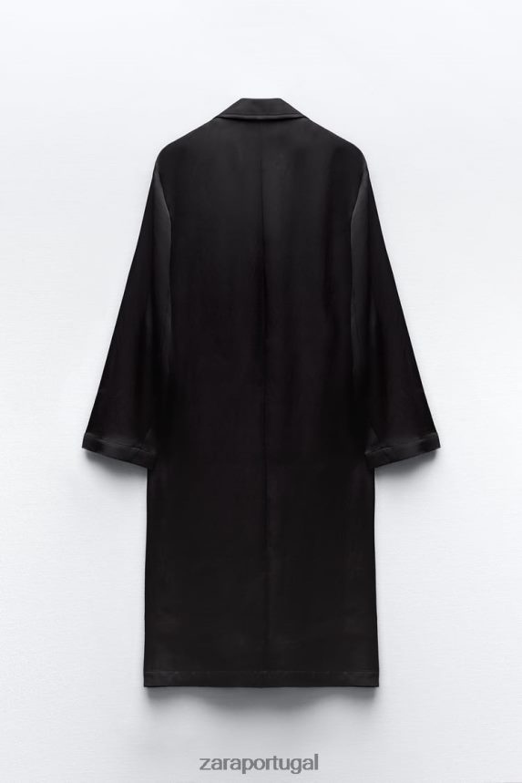 trench coat efeito cetim mulheres Zara preto Z2080L135 roupas