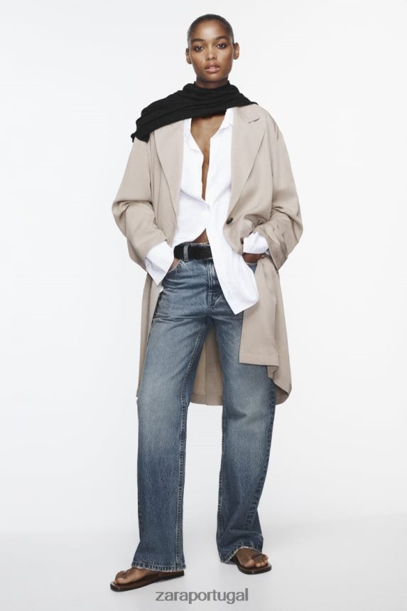 trench coat fluido mulheres Zara vison Z2080L37 roupas