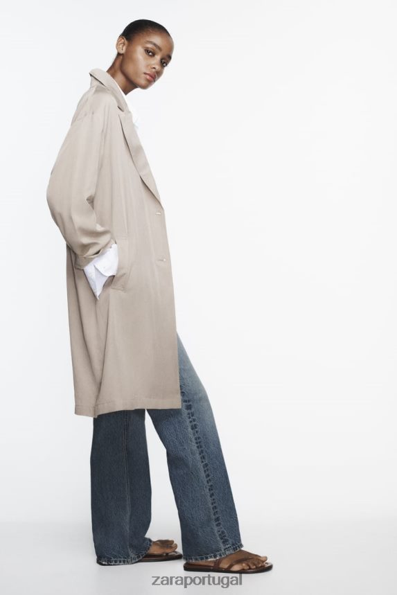 trench coat fluido mulheres Zara vison Z2080L37 roupas