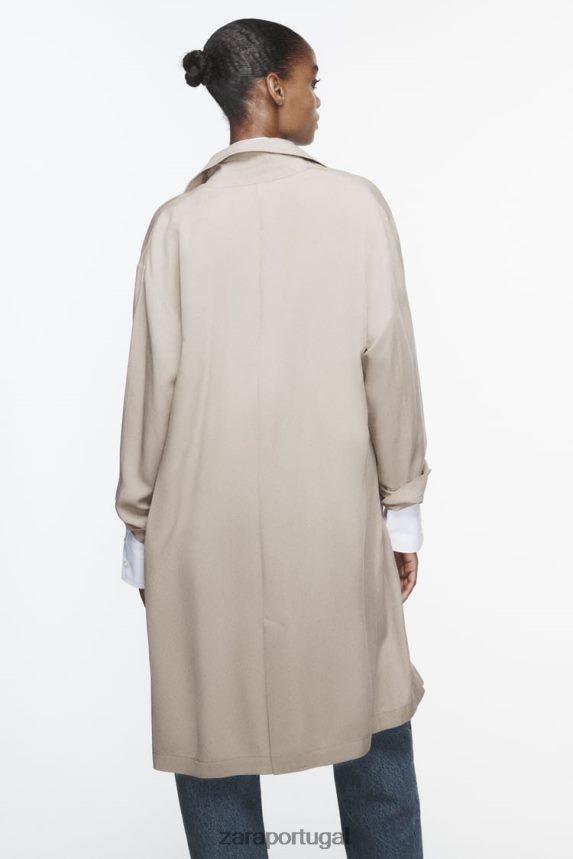 trench coat fluido mulheres Zara vison Z2080L37 roupas