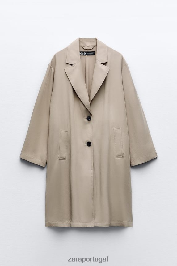 trench coat fluido mulheres Zara vison Z2080L37 roupas